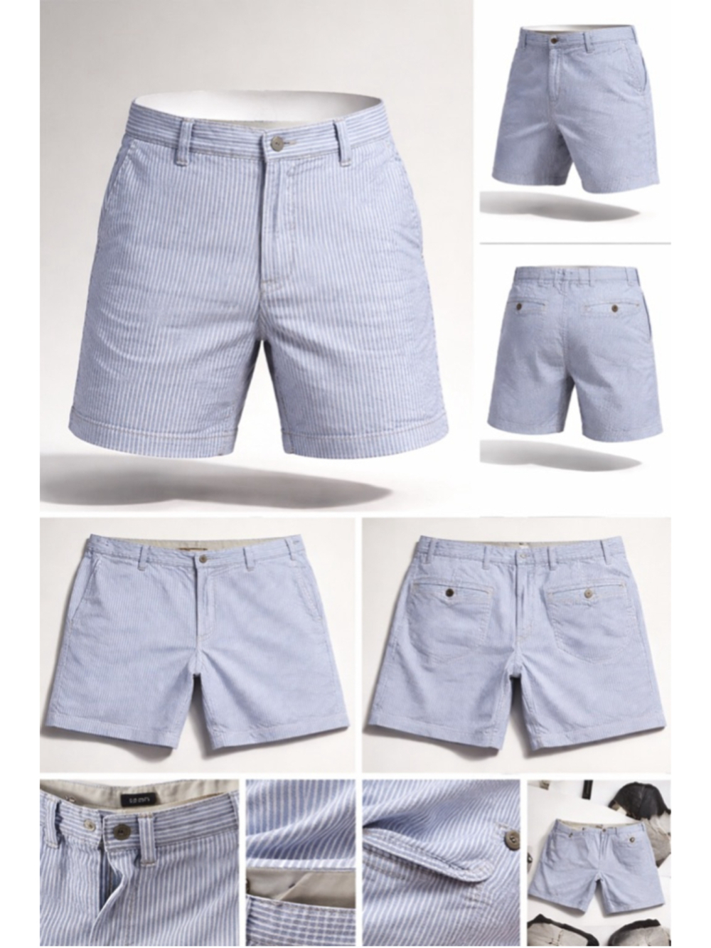 Men's IZOD Striped Seersucker Shorts Size 36 Blue White Summer